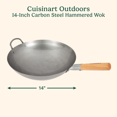 14" Carbon Steel Hammered Wok (Round)